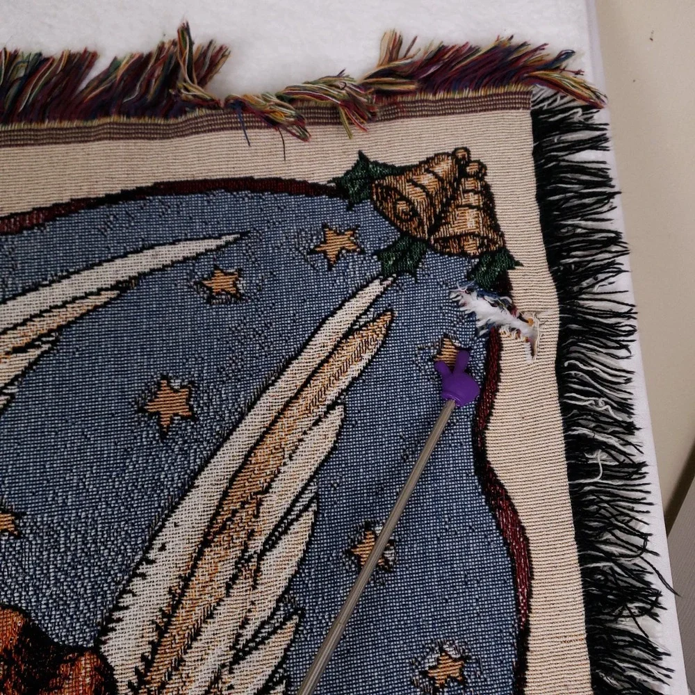 Christmas Angel Tapestry Blanket 48x53 Holiday Wall Hanging Cottagecore‎ Decor